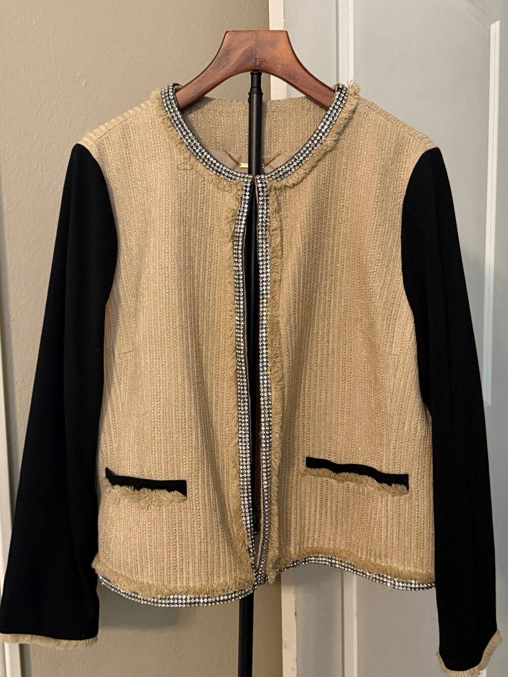 Black Label by Chico's Rhinestone Trim Jacket Size 3